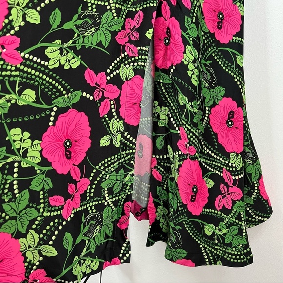 Maeve Anthropologie Satin Feel Sleeveless Ruched Floral Midi Dress Size 4 - Picture 7 of 15